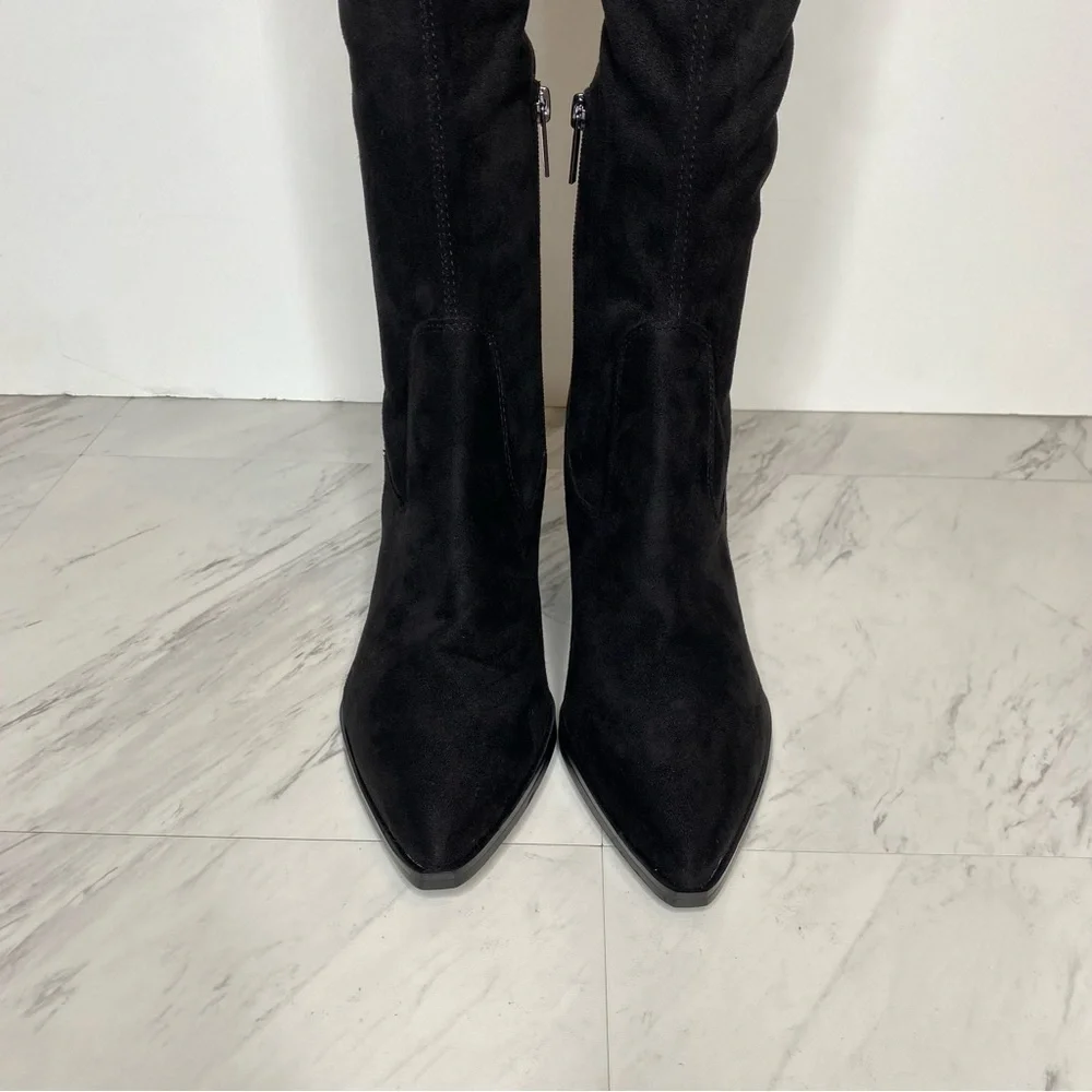 New! Marc Fisher Okun Black Pointy Toe Over the Knee Boot 8M